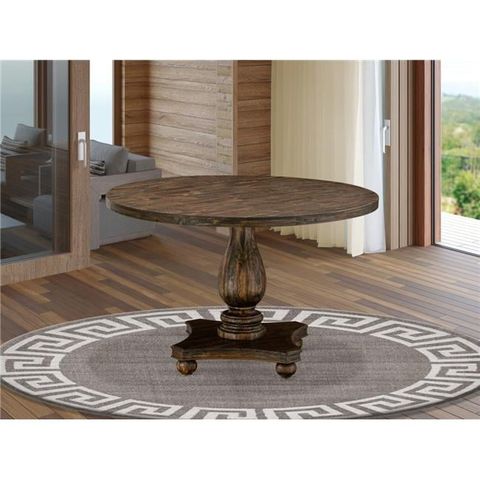 48 In. Irving Round Dining Table With Pedestal & Rustic Rubberwood Table - Distressed Jacobean ... inside Irving Dining Table, Rustic Rubberwood Table In Distressed Jacobean Finish, 48"